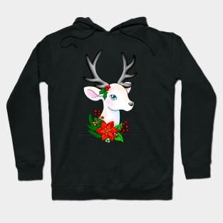 Christmas Reindeer with Silver Antlers Hoodie